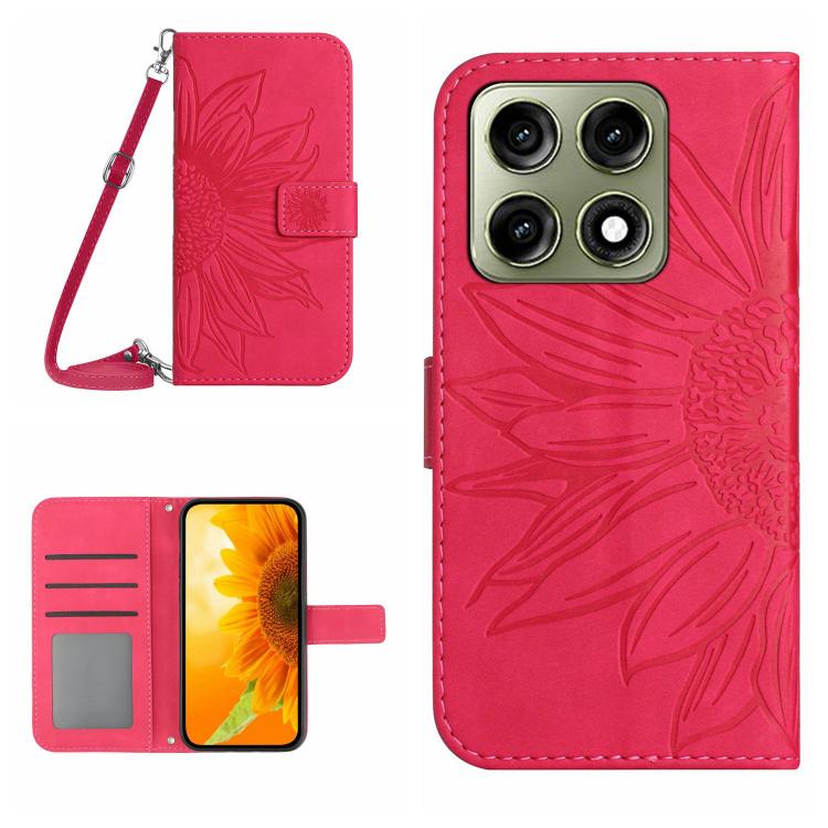 HT04 Skin Feel Sun Flower Embossed Flip Leather Phone Case with Lanyard, For Motorola Moto G37 5G, For Motorola Edge 70 Pro 5G, For Motorola Edge 70 Fusion 5G, For Motorola Moto G67 5G / G77 5G