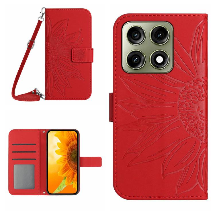 HT04 Skin Feel Sun Flower Embossed Flip Leather Phone Case with Lanyard, For Motorola Moto G37 5G, For Motorola Edge 70 Pro 5G, For Motorola Edge 70 Fusion 5G, For Motorola Moto G67 5G / G77 5G