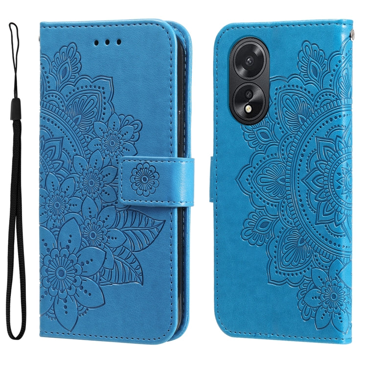 Seven-petal Flowers Embossing Leather Phone Case, For OPPO Reno12 5G Global, For OPPO K12x, For OPPO A60 4G Global, For OPPO K12, For OPPO A3 Pro 5G, For OPPO Reno11 F Global / F25 Pro Global, For OPPO Reno11 5G Global, For OPPO A59 5G / A2m           ...