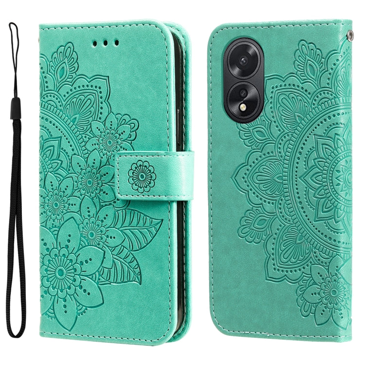 Seven-petal Flowers Embossing Leather Phone Case, For OPPO Reno12 5G Global, For OPPO K12x, For OPPO A60 4G Global, For OPPO K12, For OPPO A3 Pro 5G, For OPPO Reno11 F Global / F25 Pro Global, For OPPO Reno11 5G Global, For OPPO A59 5G / A2m           ...