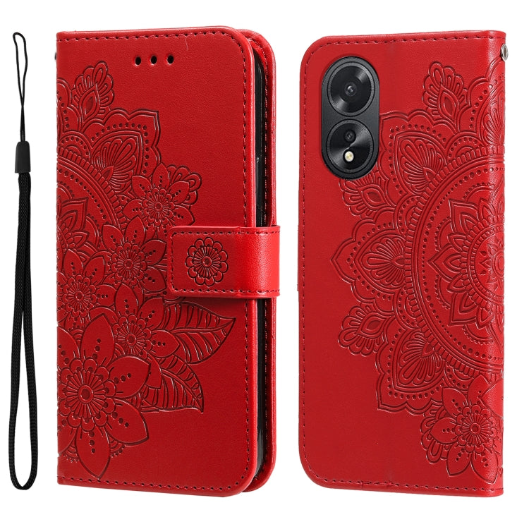 Seven-petal Flowers Embossing Leather Phone Case, For OPPO Reno12 5G Global, For OPPO K12x, For OPPO A60 4G Global, For OPPO K12, For OPPO A3 Pro 5G, For OPPO Reno11 F Global / F25 Pro Global, For OPPO Reno11 5G Global, For OPPO A59 5G / A2m           ...