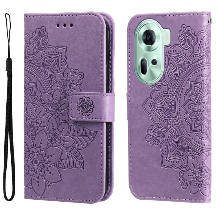 Seven-petal Flowers Embossing Leather Phone Case, For OPPO Reno12 5G Global, For OPPO K12x, For OPPO A60 4G Global, For OPPO K12, For OPPO A3 Pro 5G, For OPPO Reno11 F Global / F25 Pro Global, For OPPO Reno11 5G Global, For OPPO A59 5G / A2m           ...
