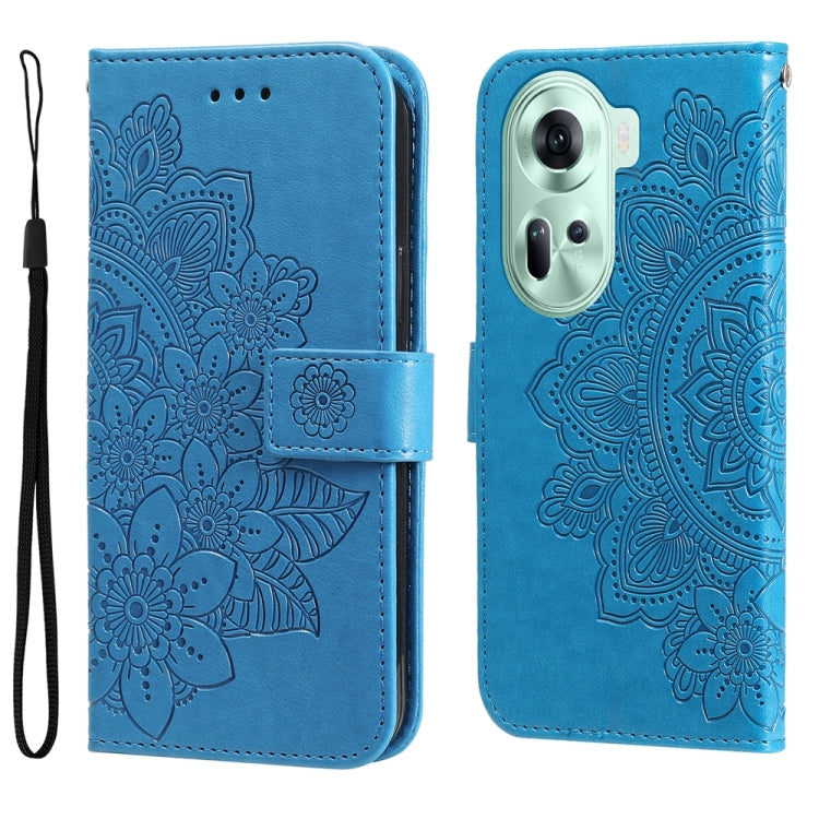 Seven-petal Flowers Embossing Leather Phone Case, For OPPO Reno12 5G Global, For OPPO K12x, For OPPO A60 4G Global, For OPPO K12, For OPPO A3 Pro 5G, For OPPO Reno11 F Global / F25 Pro Global, For OPPO Reno11 5G Global, For OPPO A59 5G / A2m           ...