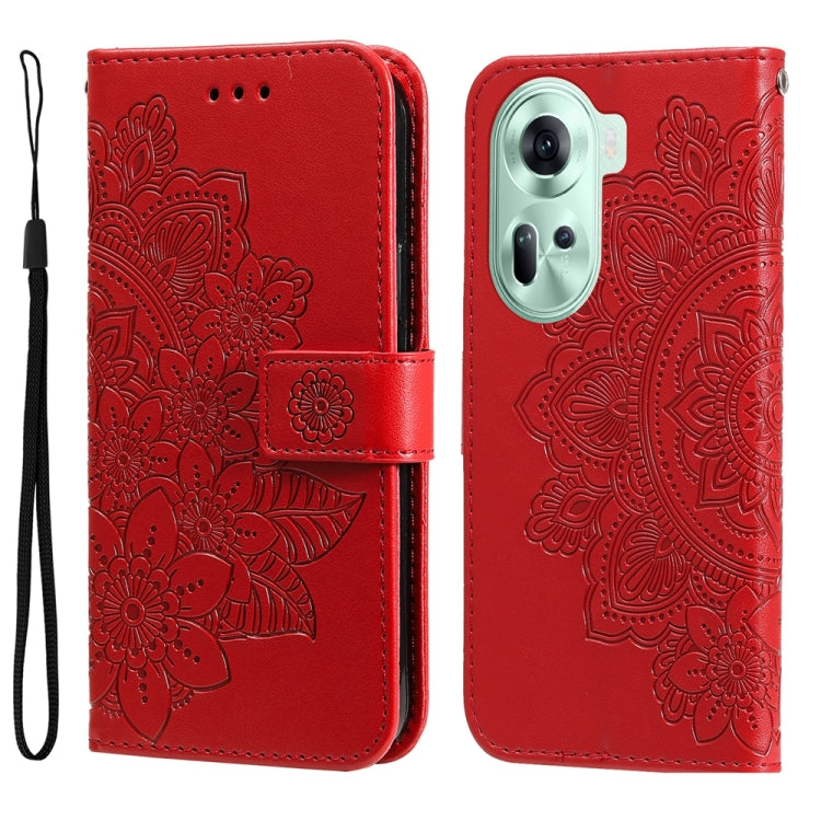 Seven-petal Flowers Embossing Leather Phone Case, For OPPO Reno12 5G Global, For OPPO K12x, For OPPO A60 4G Global, For OPPO K12, For OPPO A3 Pro 5G, For OPPO Reno11 F Global / F25 Pro Global, For OPPO Reno11 5G Global, For OPPO A59 5G / A2m           ...