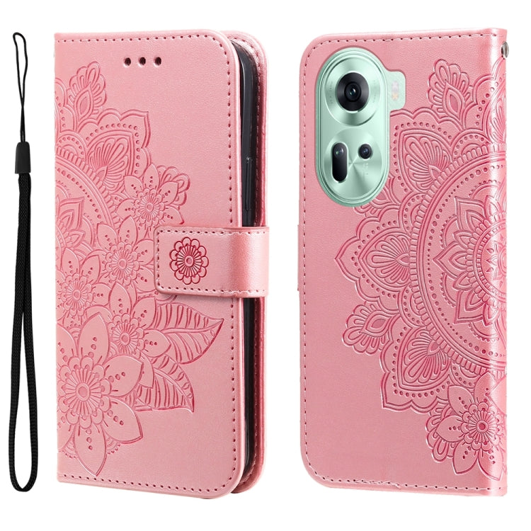 Seven-petal Flowers Embossing Leather Phone Case, For OPPO Reno12 5G Global, For OPPO K12x, For OPPO A60 4G Global, For OPPO K12, For OPPO A3 Pro 5G, For OPPO Reno11 F Global / F25 Pro Global, For OPPO Reno11 5G Global, For OPPO A59 5G / A2m           ...