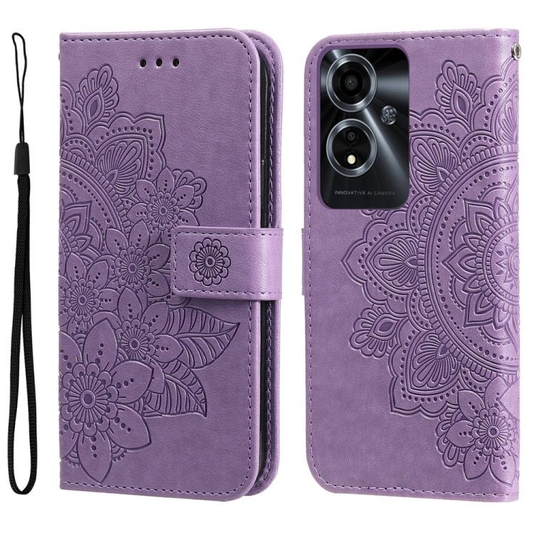 Seven-petal Flowers Embossing Leather Phone Case, For OPPO Reno12 5G Global, For OPPO K12x, For OPPO A60 4G Global, For OPPO K12, For OPPO A3 Pro 5G, For OPPO Reno11 F Global / F25 Pro Global, For OPPO Reno11 5G Global, For OPPO A59 5G / A2m           ...