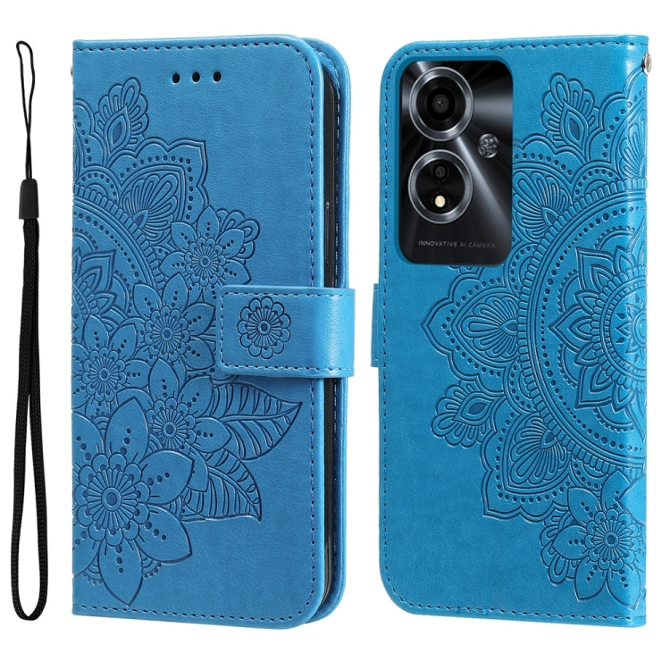 Seven-petal Flowers Embossing Leather Phone Case, For OPPO Reno12 5G Global, For OPPO K12x, For OPPO A60 4G Global, For OPPO K12, For OPPO A3 Pro 5G, For OPPO Reno11 F Global / F25 Pro Global, For OPPO Reno11 5G Global, For OPPO A59 5G / A2m           ...