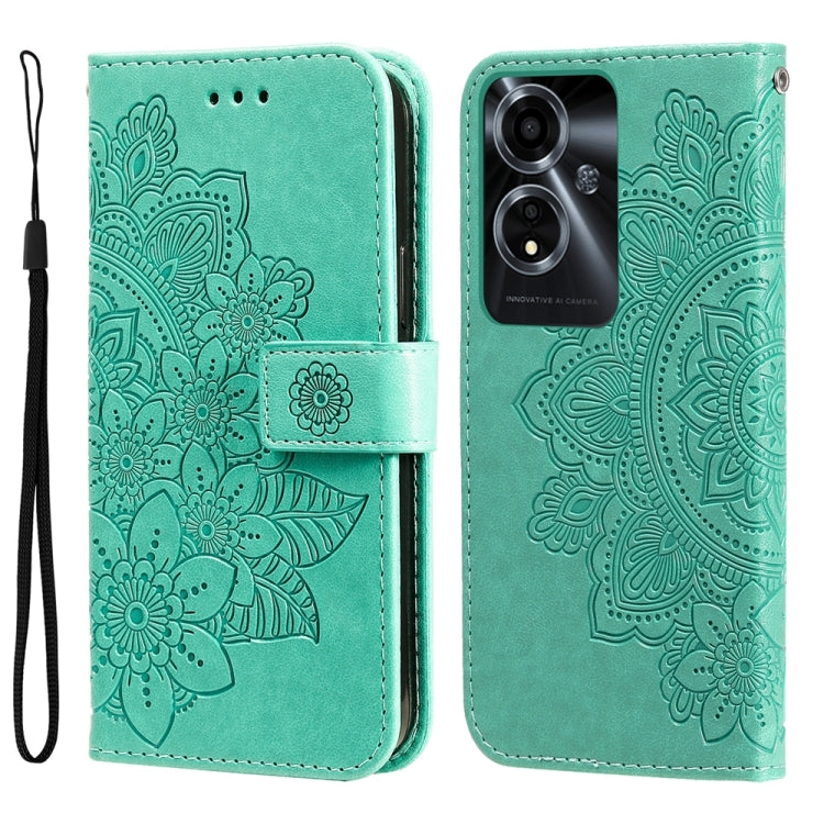 Seven-petal Flowers Embossing Leather Phone Case, For OPPO Reno12 5G Global, For OPPO K12x, For OPPO A60 4G Global, For OPPO K12, For OPPO A3 Pro 5G, For OPPO Reno11 F Global / F25 Pro Global, For OPPO Reno11 5G Global, For OPPO A59 5G / A2m           ...