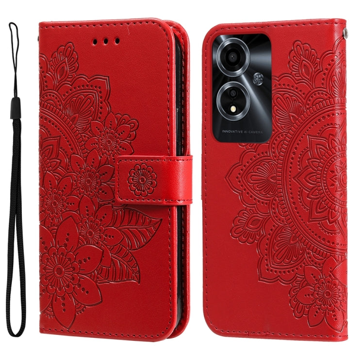 Seven-petal Flowers Embossing Leather Phone Case, For OPPO Reno12 5G Global, For OPPO K12x, For OPPO A60 4G Global, For OPPO K12, For OPPO A3 Pro 5G, For OPPO Reno11 F Global / F25 Pro Global, For OPPO Reno11 5G Global, For OPPO A59 5G / A2m           ...