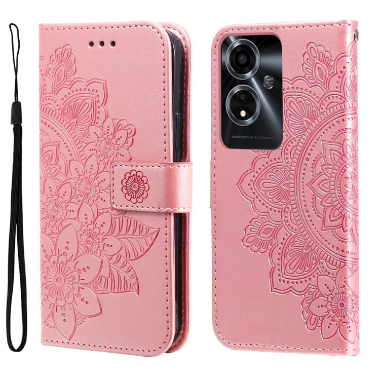 Seven-petal Flowers Embossing Leather Phone Case, For OPPO Reno12 5G Global, For OPPO K12x, For OPPO A60 4G Global, For OPPO K12, For OPPO A3 Pro 5G, For OPPO Reno11 F Global / F25 Pro Global, For OPPO Reno11 5G Global, For OPPO A59 5G / A2m           ...