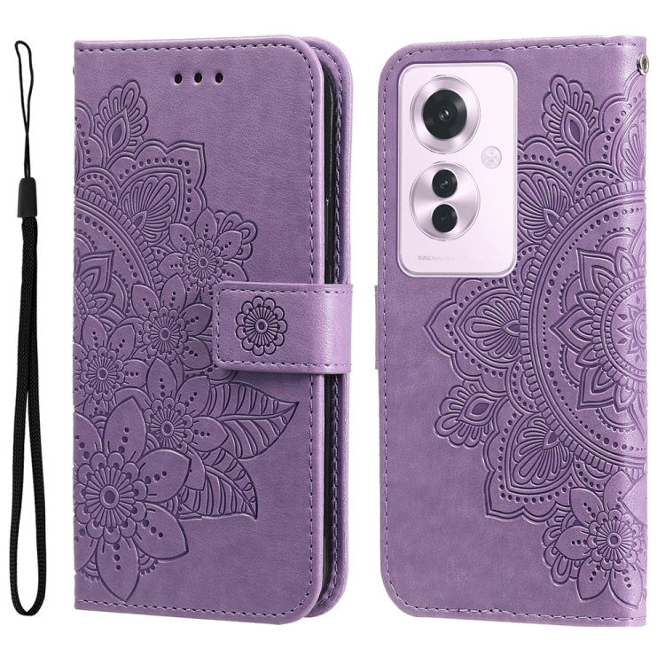 Seven-petal Flowers Embossing Leather Phone Case, For OPPO Reno12 5G Global, For OPPO K12x, For OPPO A60 4G Global, For OPPO K12, For OPPO A3 Pro 5G, For OPPO Reno11 F Global / F25 Pro Global, For OPPO Reno11 5G Global, For OPPO A59 5G / A2m           ...