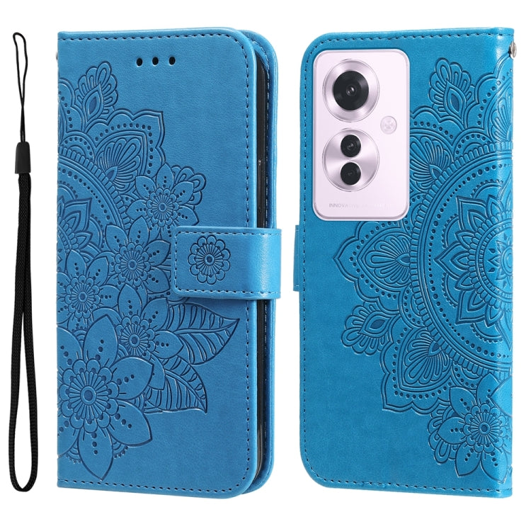 Seven-petal Flowers Embossing Leather Phone Case, For OPPO Reno12 5G Global, For OPPO K12x, For OPPO A60 4G Global, For OPPO K12, For OPPO A3 Pro 5G, For OPPO Reno11 F Global / F25 Pro Global, For OPPO Reno11 5G Global, For OPPO A59 5G / A2m           ...