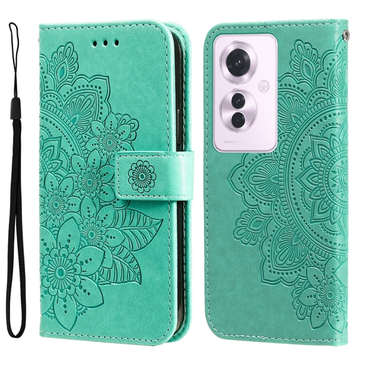Seven-petal Flowers Embossing Leather Phone Case, For OPPO Reno12 5G Global, For OPPO K12x, For OPPO A60 4G Global, For OPPO K12, For OPPO A3 Pro 5G, For OPPO Reno11 F Global / F25 Pro Global, For OPPO Reno11 5G Global, For OPPO A59 5G / A2m           ...