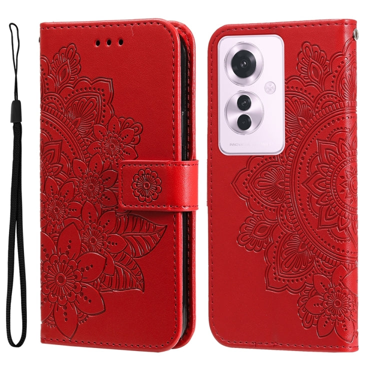 Seven-petal Flowers Embossing Leather Phone Case, For OPPO Reno12 5G Global, For OPPO K12x, For OPPO A60 4G Global, For OPPO K12, For OPPO A3 Pro 5G, For OPPO Reno11 F Global / F25 Pro Global, For OPPO Reno11 5G Global, For OPPO A59 5G / A2m           ...