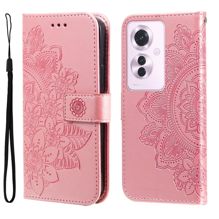 Seven-petal Flowers Embossing Leather Phone Case, For OPPO Reno12 5G Global, For OPPO K12x, For OPPO A60 4G Global, For OPPO K12, For OPPO A3 Pro 5G, For OPPO Reno11 F Global / F25 Pro Global, For OPPO Reno11 5G Global, For OPPO A59 5G / A2m           ...