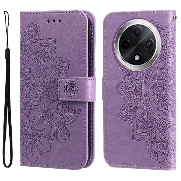 Seven-petal Flowers Embossing Leather Phone Case, For OPPO Reno12 5G Global, For OPPO K12x, For OPPO A60 4G Global, For OPPO K12, For OPPO A3 Pro 5G, For OPPO Reno11 F Global / F25 Pro Global, For OPPO Reno11 5G Global, For OPPO A59 5G / A2m           ...