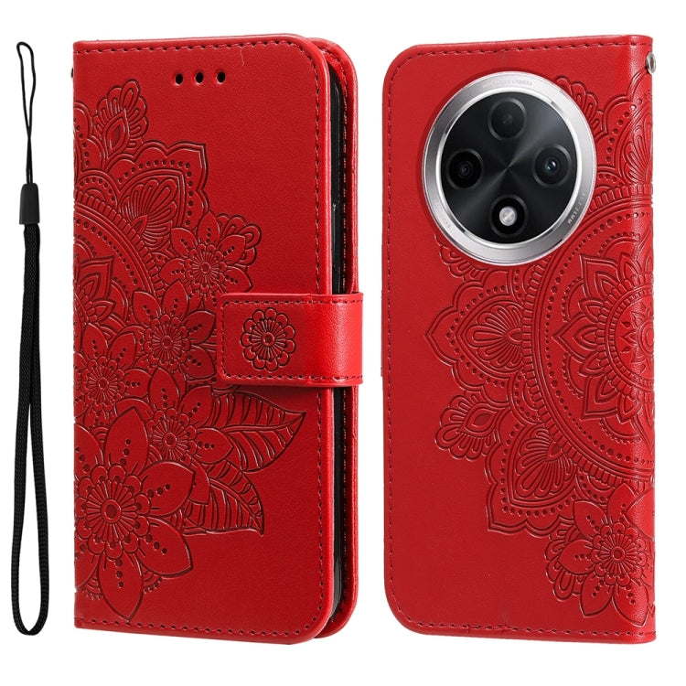 Seven-petal Flowers Embossing Leather Phone Case, For OPPO Reno12 5G Global, For OPPO K12x, For OPPO A60 4G Global, For OPPO K12, For OPPO A3 Pro 5G, For OPPO Reno11 F Global / F25 Pro Global, For OPPO Reno11 5G Global, For OPPO A59 5G / A2m           ...