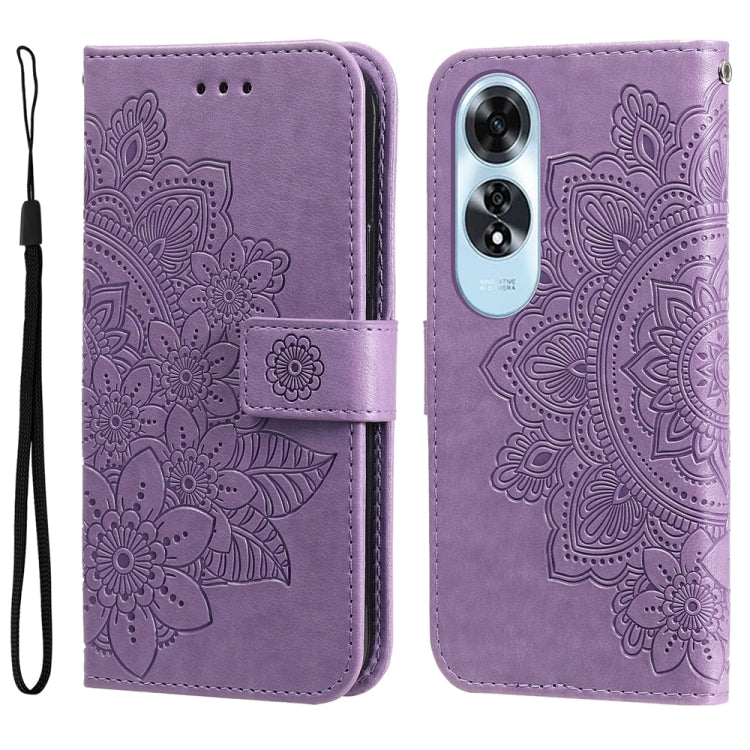 Seven-petal Flowers Embossing Leather Phone Case, For OPPO Reno12 5G Global, For OPPO K12x, For OPPO A60 4G Global, For OPPO K12, For OPPO A3 Pro 5G, For OPPO Reno11 F Global / F25 Pro Global, For OPPO Reno11 5G Global, For OPPO A59 5G / A2m           ...