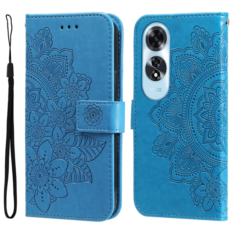 Seven-petal Flowers Embossing Leather Phone Case, For OPPO Reno12 5G Global, For OPPO K12x, For OPPO A60 4G Global, For OPPO K12, For OPPO A3 Pro 5G, For OPPO Reno11 F Global / F25 Pro Global, For OPPO Reno11 5G Global, For OPPO A59 5G / A2m           ...