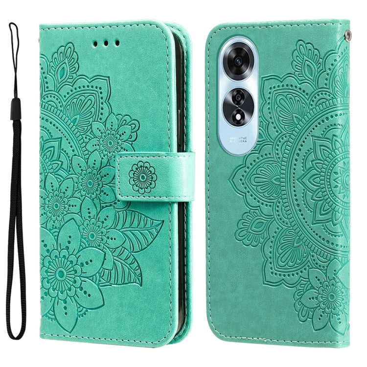 Seven-petal Flowers Embossing Leather Phone Case, For OPPO Reno12 5G Global, For OPPO K12x, For OPPO A60 4G Global, For OPPO K12, For OPPO A3 Pro 5G, For OPPO Reno11 F Global / F25 Pro Global, For OPPO Reno11 5G Global, For OPPO A59 5G / A2m           ...