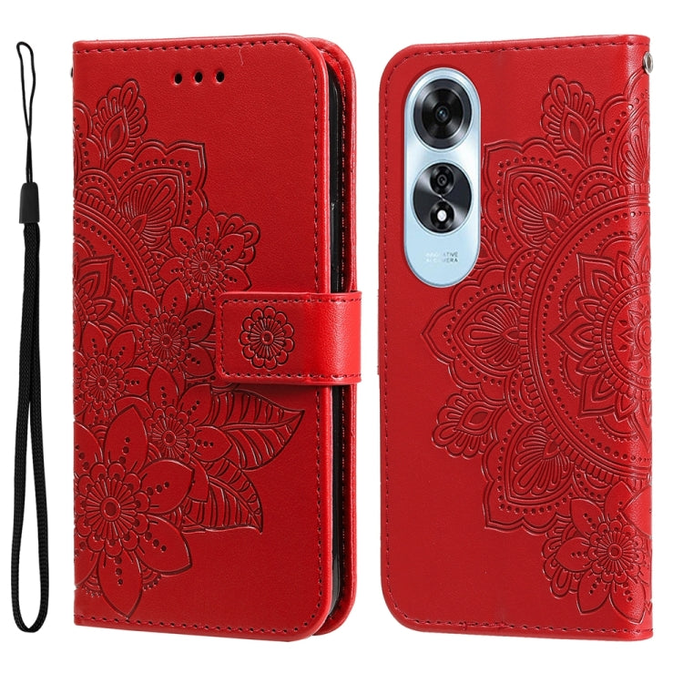 Seven-petal Flowers Embossing Leather Phone Case, For OPPO Reno12 5G Global, For OPPO K12x, For OPPO A60 4G Global, For OPPO K12, For OPPO A3 Pro 5G, For OPPO Reno11 F Global / F25 Pro Global, For OPPO Reno11 5G Global, For OPPO A59 5G / A2m           ...