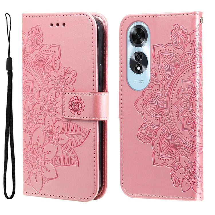 Seven-petal Flowers Embossing Leather Phone Case, For OPPO Reno12 5G Global, For OPPO K12x, For OPPO A60 4G Global, For OPPO K12, For OPPO A3 Pro 5G, For OPPO Reno11 F Global / F25 Pro Global, For OPPO Reno11 5G Global, For OPPO A59 5G / A2m           ...