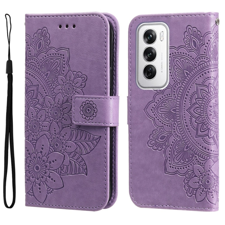 Seven-petal Flowers Embossing Leather Phone Case, For OPPO Reno12 5G Global, For OPPO K12x, For OPPO A60 4G Global, For OPPO K12, For OPPO A3 Pro 5G, For OPPO Reno11 F Global / F25 Pro Global, For OPPO Reno11 5G Global, For OPPO A59 5G / A2m           ...