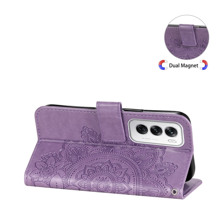 Seven-petal Flowers Embossing Leather Phone Case, For OPPO Reno12 5G Global, For OPPO K12x, For OPPO A60 4G Global, For OPPO K12, For OPPO A3 Pro 5G, For OPPO Reno11 F Global / F25 Pro Global, For OPPO Reno11 5G Global, For OPPO A59 5G / A2m           ...