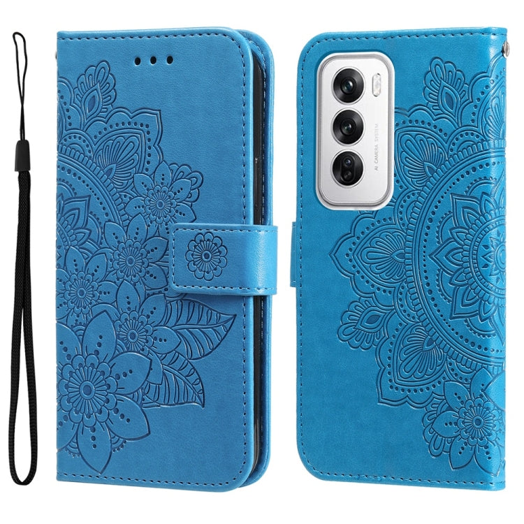 Seven-petal Flowers Embossing Leather Phone Case, For OPPO Reno12 5G Global, For OPPO K12x, For OPPO A60 4G Global, For OPPO K12, For OPPO A3 Pro 5G, For OPPO Reno11 F Global / F25 Pro Global, For OPPO Reno11 5G Global, For OPPO A59 5G / A2m           ...