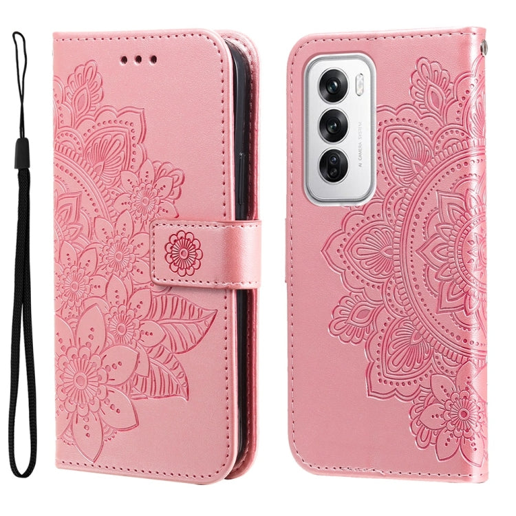 Seven-petal Flowers Embossing Leather Phone Case, For OPPO Reno12 5G Global, For OPPO K12x, For OPPO A60 4G Global, For OPPO K12, For OPPO A3 Pro 5G, For OPPO Reno11 F Global / F25 Pro Global, For OPPO Reno11 5G Global, For OPPO A59 5G / A2m           ...