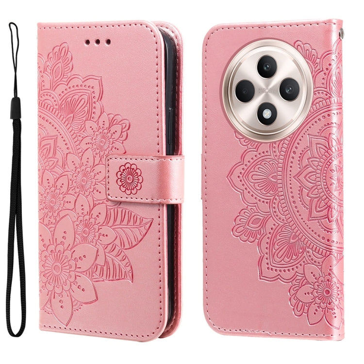 Seven-petal Flowers Embossing Leather Phone Case, For OPPO Reno13 Pro / Reno14 Pro Global, For OPPO F29 5G Global, For OPPO A5 Pro 5G Global, For OPPO Reno13 F 4G / 5G, For OPPO A5 Pro  China, For OPPO Find X8, For OPPO Reno12 F 4G                     ...