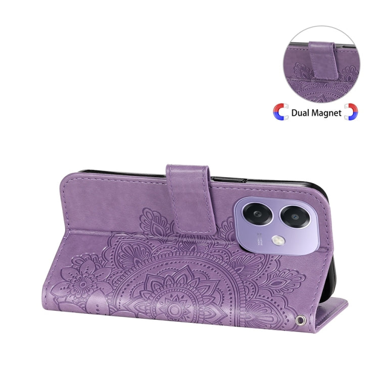 Seven-petal Flowers Embossing Leather Phone Case, For OPPO A5x 4G / 5G / A3x 4G / 5G India, For OPPO Reno13 Pro / Reno14 Pro Global, For OPPO F29 5G Global, For OPPO A5 Pro 5G Global, For OPPO Reno13 F 4G / 5G, For OPPO A5 Pro  China, For OPPO Find X8 ...