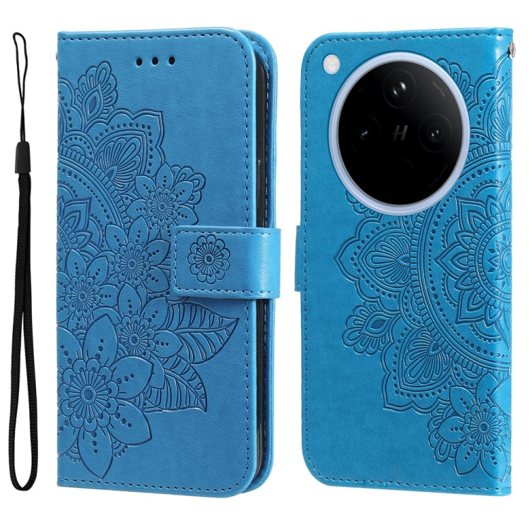 Seven-petal Flowers Embossing Leather Phone Case, For OPPO Reno13 Pro / Reno14 Pro Global, For OPPO F29 5G Global, For OPPO A5 Pro 5G Global, For OPPO Reno13 F 4G / 5G, For OPPO A5 Pro  China, For OPPO Find X8, For OPPO Reno12 F 4G                     ...
