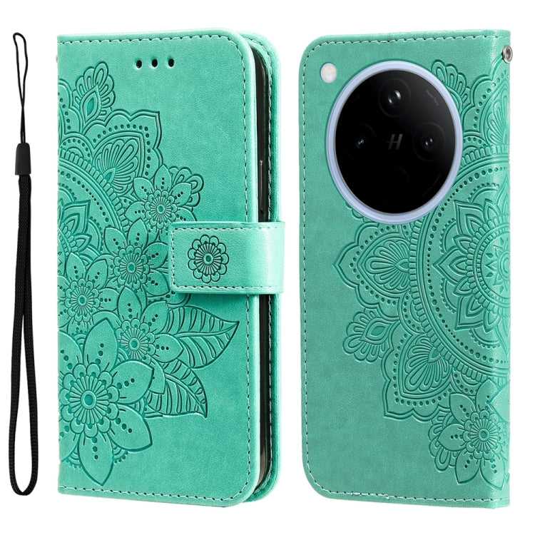 Seven-petal Flowers Embossing Leather Phone Case, For OPPO Reno13 Pro / Reno14 Pro Global, For OPPO F29 5G Global, For OPPO A5 Pro 5G Global, For OPPO Reno13 F 4G / 5G, For OPPO A5 Pro  China, For OPPO Find X8, For OPPO Reno12 F 4G                     ...