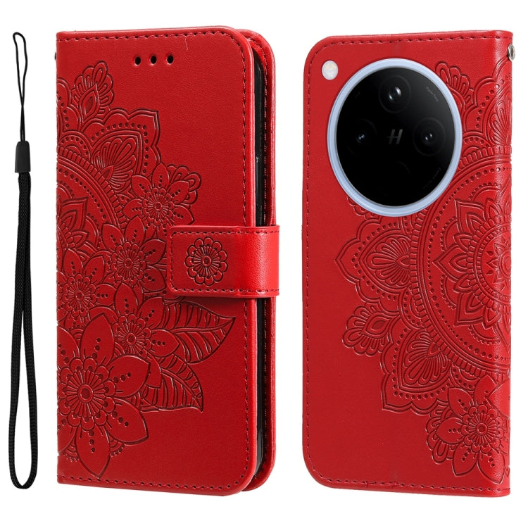Seven-petal Flowers Embossing Leather Phone Case, For OPPO Reno13 Pro / Reno14 Pro Global, For OPPO F29 5G Global, For OPPO A5 Pro 5G Global, For OPPO Reno13 F 4G / 5G, For OPPO A5 Pro  China, For OPPO Find X8, For OPPO Reno12 F 4G                     ...