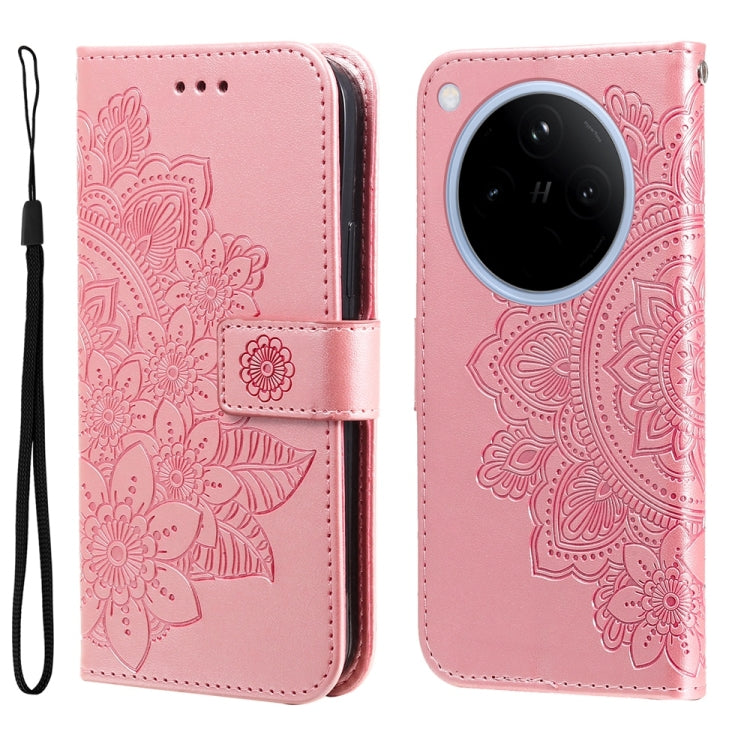 Seven-petal Flowers Embossing Leather Phone Case, For OPPO Reno13 Pro / Reno14 Pro Global, For OPPO F29 5G Global, For OPPO A5 Pro 5G Global, For OPPO Reno13 F 4G / 5G, For OPPO A5 Pro  China, For OPPO Find X8, For OPPO Reno12 F 4G                     ...