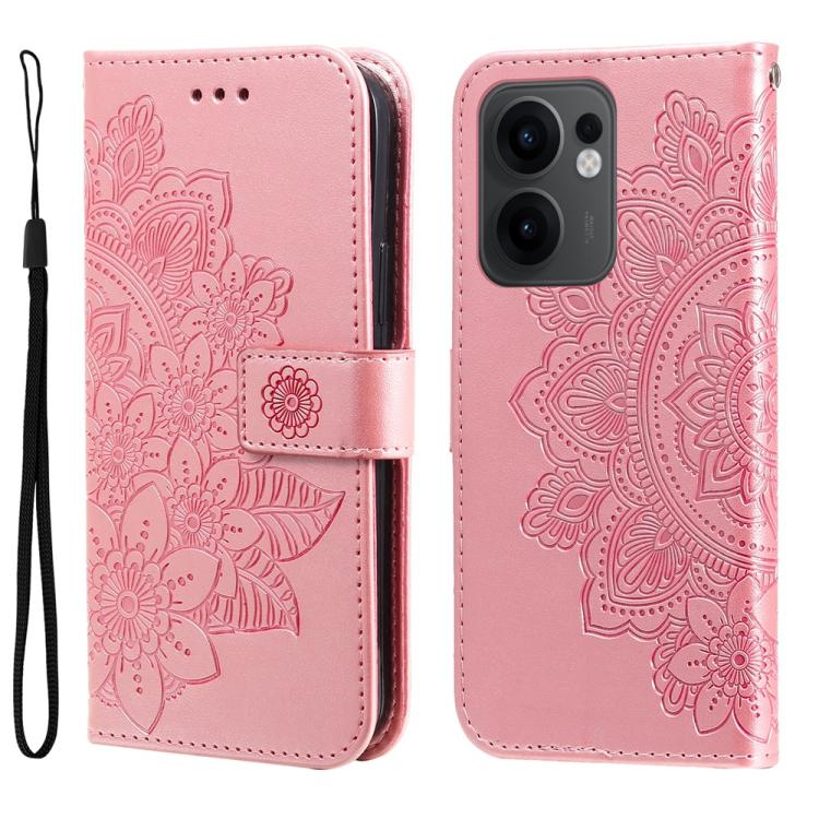 Seven-petal Flowers Embossing Leather Phone Case, For OPPO Reno13 Pro / Reno14 Pro Global, For OPPO F29 5G Global, For OPPO A5 Pro 5G Global, For OPPO Reno13 F 4G / 5G, For OPPO A5 Pro  China, For OPPO Find X8, For OPPO Reno12 F 4G                     ...