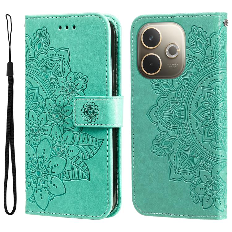Seven-petal Flowers Embossing Leather Phone Case, For OPPO Reno13 Pro / Reno14 Pro Global, For OPPO F29 5G Global, For OPPO A5 Pro 5G Global, For OPPO Reno13 F 4G / 5G, For OPPO A5 Pro  China, For OPPO Find X8, For OPPO Reno12 F 4G                     ...