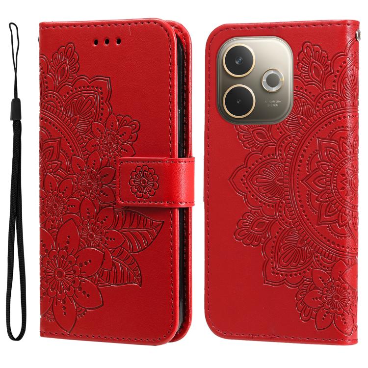 Seven-petal Flowers Embossing Leather Phone Case, For OPPO Reno13 Pro / Reno14 Pro Global, For OPPO F29 5G Global, For OPPO A5 Pro 5G Global, For OPPO Reno13 F 4G / 5G, For OPPO A5 Pro  China, For OPPO Find X8, For OPPO Reno12 F 4G                     ...
