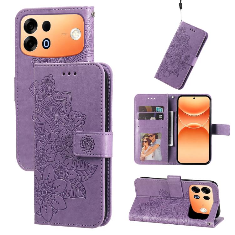 Seven-petal Flowers Embossing Leather Phone Case, For OPPO A7 Pro Max 5G, For OPPO F33 Pro 5G, For OPPO Reno15 F 5G, For OPPO Reno15 5G Global / Reno 15c 5G, For OPPO A6 4G / 5G / A6x 5G Global, For OPPO Find X9, For OPPO A6 Pro 4G / 5G Global / F31 5G...