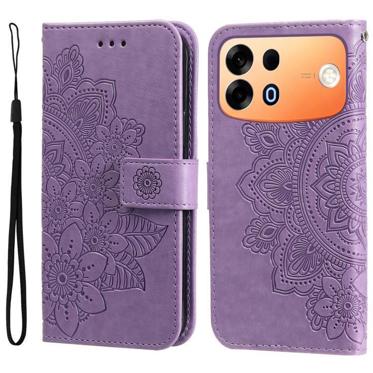 Seven-petal Flowers Embossing Leather Phone Case, For OPPO A7 Pro Max 5G, For OPPO F33 Pro 5G, For OPPO Reno15 F 5G, For OPPO Reno15 5G Global / Reno 15c 5G, For OPPO A6 4G / 5G / A6x 5G Global, For OPPO Find X9, For OPPO A6 Pro 4G / 5G Global / F31 5G...