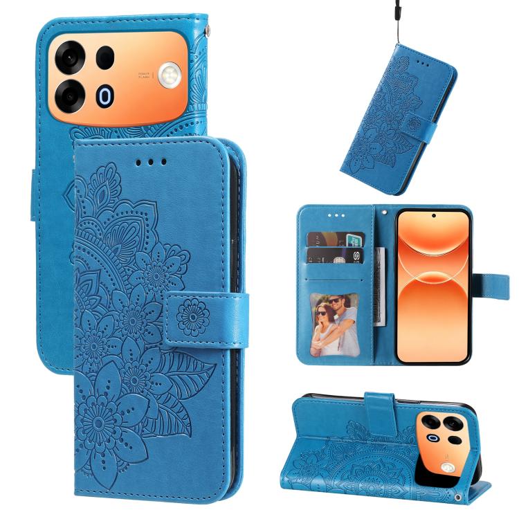 Seven-petal Flowers Embossing Leather Phone Case, For OPPO A7 Pro Max 5G, For OPPO F33 Pro 5G, For OPPO Reno15 F 5G, For OPPO Reno15 5G Global / Reno 15c 5G, For OPPO A6 4G / 5G / A6x 5G Global, For OPPO Find X9, For OPPO A6 Pro 4G / 5G Global / F31 5G...