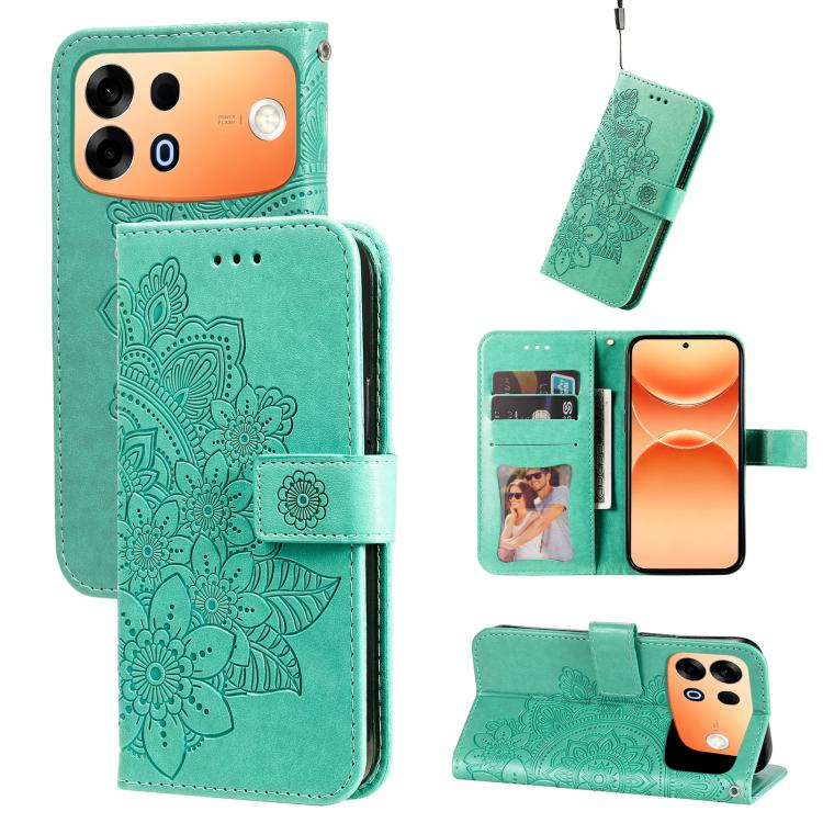 Seven-petal Flowers Embossing Leather Phone Case, For OPPO A7 Pro Max 5G, For OPPO F33 Pro 5G, For OPPO Reno15 F 5G, For OPPO Reno15 5G Global / Reno 15c 5G, For OPPO A6 4G / 5G / A6x 5G Global, For OPPO Find X9, For OPPO A6 Pro 4G / 5G Global / F31 5G...