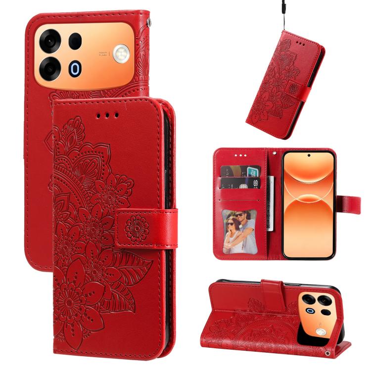 Seven-petal Flowers Embossing Leather Phone Case, For OPPO A7 Pro Max 5G, For OPPO F33 Pro 5G, For OPPO Reno15 F 5G, For OPPO Reno15 5G Global / Reno 15c 5G, For OPPO A6 4G / 5G / A6x 5G Global, For OPPO Find X9, For OPPO A6 Pro 4G / 5G Global / F31 5G...