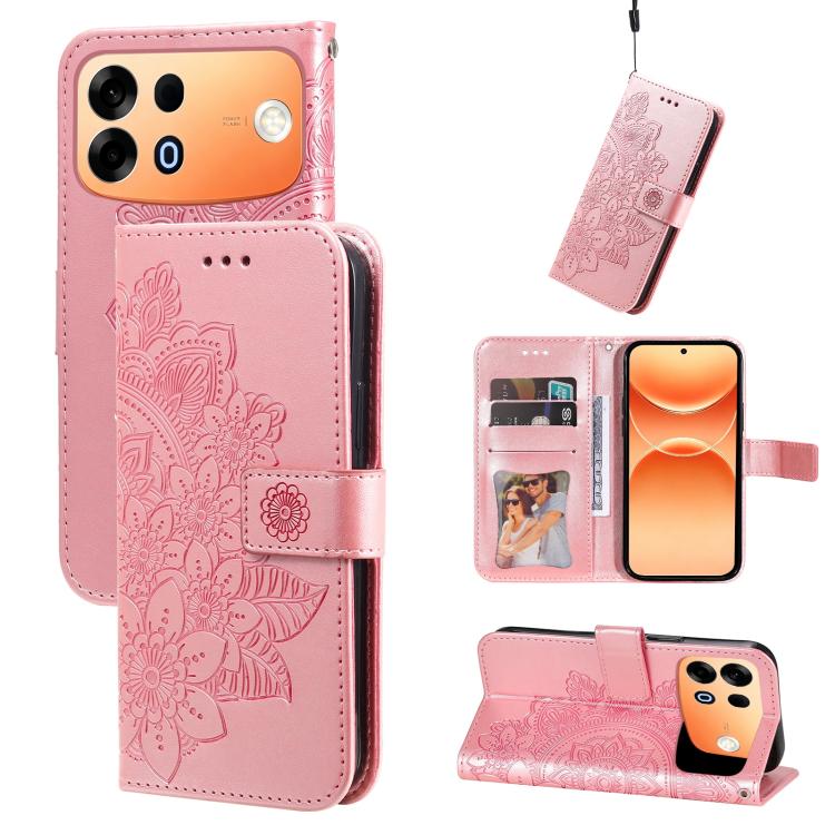 Seven-petal Flowers Embossing Leather Phone Case, For OPPO A7 Pro Max 5G, For OPPO F33 Pro 5G, For OPPO Reno15 F 5G, For OPPO Reno15 5G Global / Reno 15c 5G, For OPPO A6 4G / 5G / A6x 5G Global, For OPPO Find X9, For OPPO A6 Pro 4G / 5G Global / F31 5G...