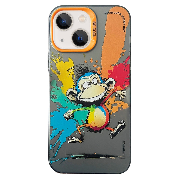 Double Layer Color Silver Series Animal Oil Painting Phone Case, For iPhone 14, For iPhone 15 Pro Max