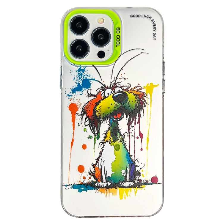 Double Layer Color Silver Series Animal Oil Painting Phone Case, For iPhone 15 Plus, For iPhone 14 Pro Max