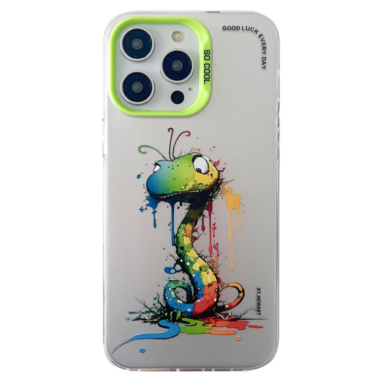 Double Layer Color Silver Series Animal Oil Painting Phone Case, For iPhone 15 Plus, For iPhone 14 Pro Max