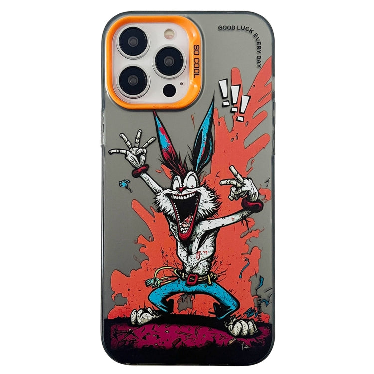 Double Layer Color Silver Series Animal Oil Painting Phone Case, For iPhone 15 Plus, For iPhone 14 Pro Max