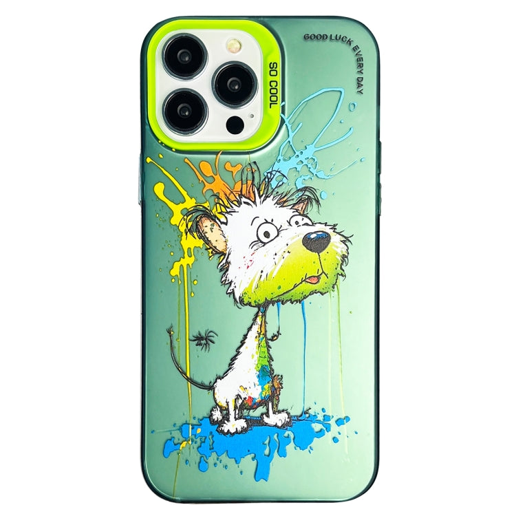 Double Layer Color Silver Series Animal Oil Painting Phone Case, For iPhone 15, For iPhone 13 Pro Max
